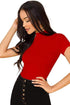 Women Red Round Neck Half Sleeves T-Shirt